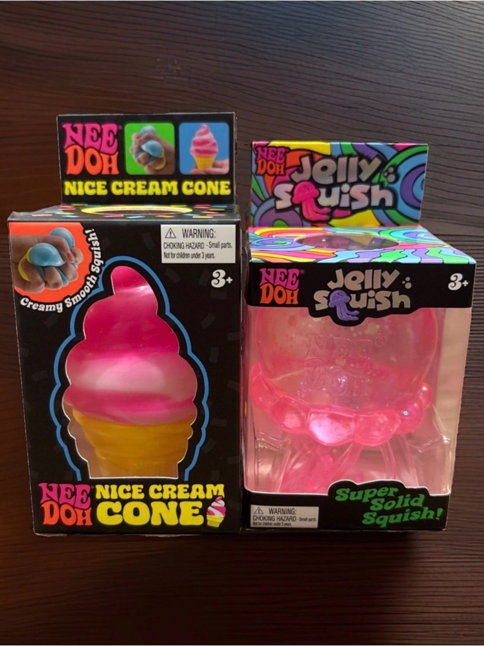 Schylling NeeDoh Nice Cream Cone & Jelly Squish Pink Lot Of 2 New Sealed Auth